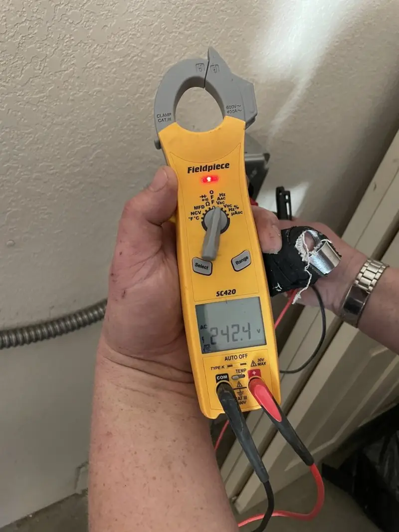 Voltage testing with clamp meter during Generator Installation in West Caldwell